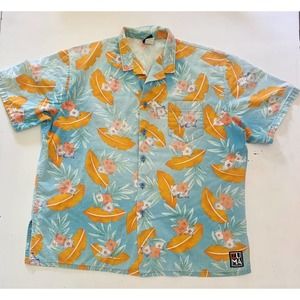 Zuma beach 80s button down shirt Made In USA Vintage Sz 1X Hawaiian Print